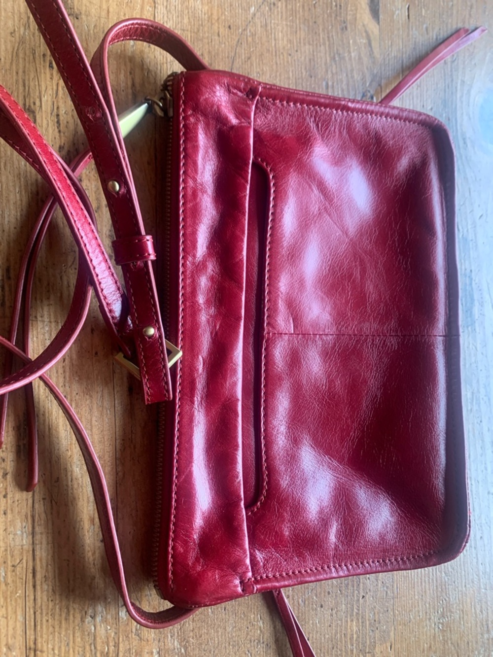 HOBO Red Leather Crossbody with Dual Front Zips - Picture 14 of 16